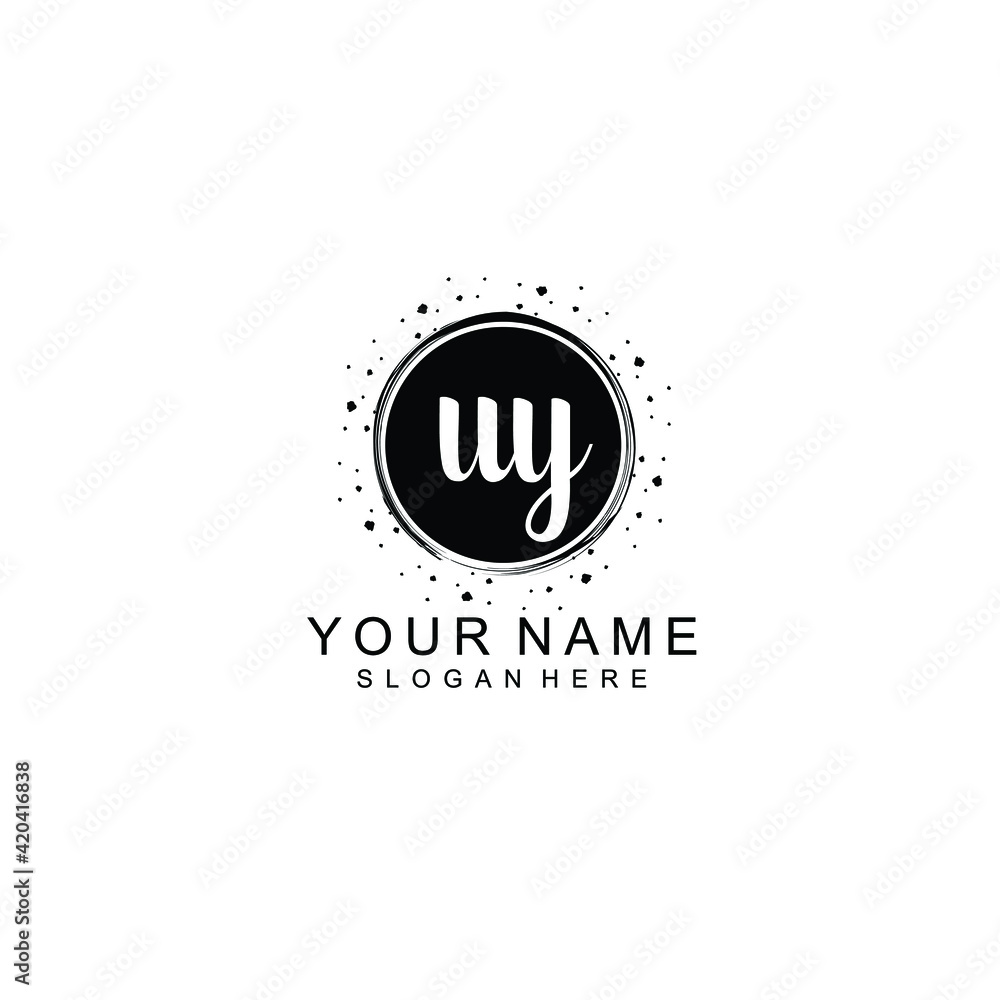 UY beautiful Initial handwriting logo template UY beautiful Initial handwriting logo template