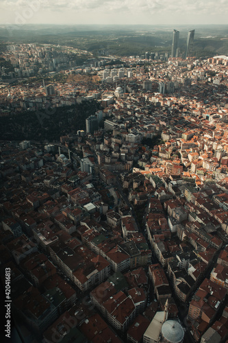 Photography Aerial view of Istanbul city and Skyland Office Tower on background, Turkey