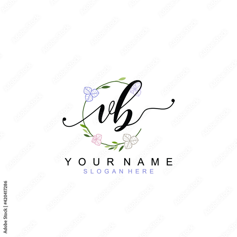 VB beautiful Initial handwriting logo template VB beautiful Initial handwriting logo template