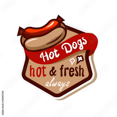 Hot dog logo badge with retro style