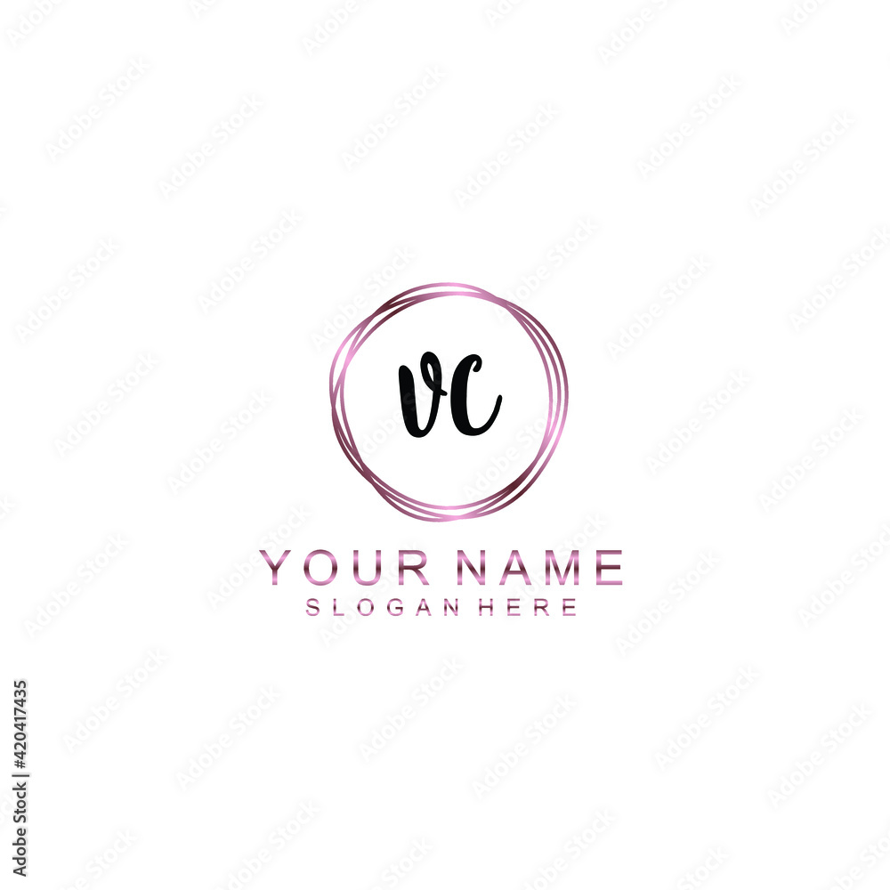 VC beautiful Initial handwriting logo template VC beautiful Initial handwriting logo template