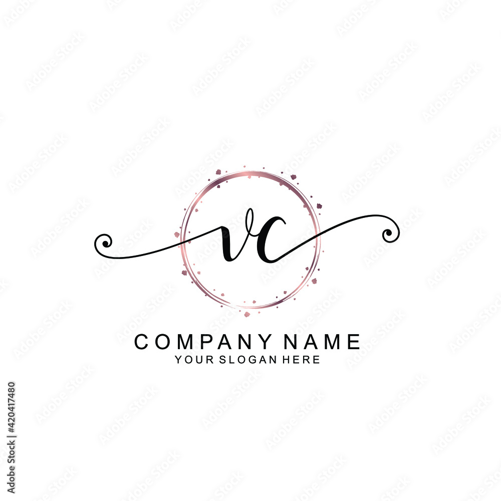 VC beautiful Initial handwriting logo template VC beautiful Initial handwriting logo template