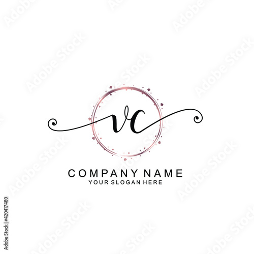 VC beautiful Initial handwriting logo template