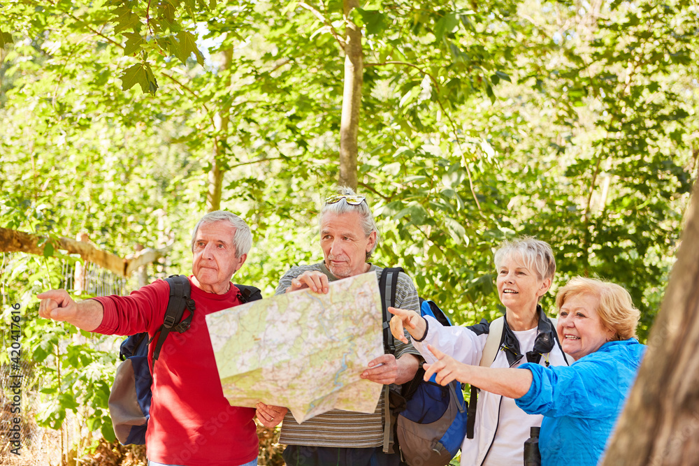 Senior hiking group with map in nature Stock Photo Adobe Stock
