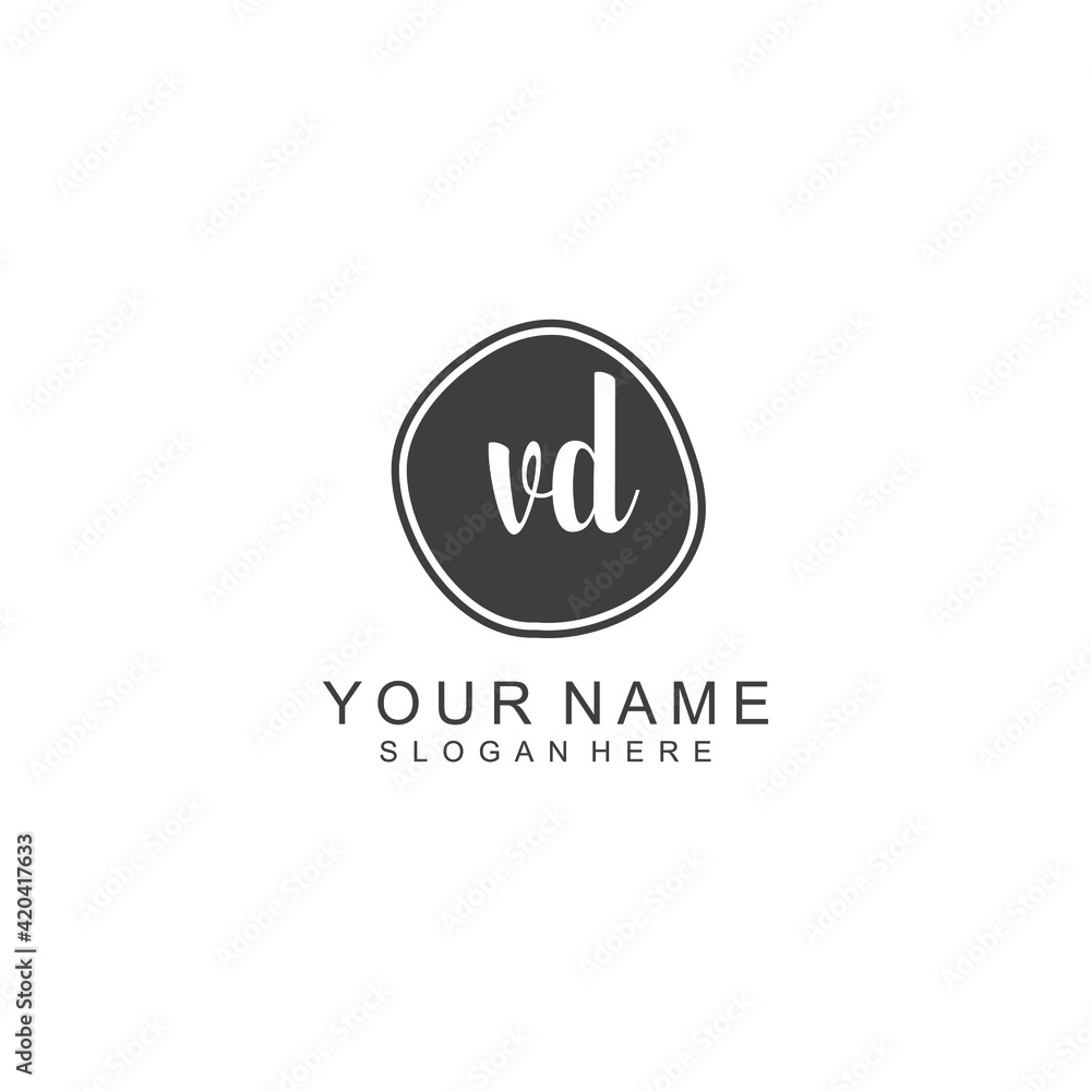 VD beautiful Initial handwriting logo template