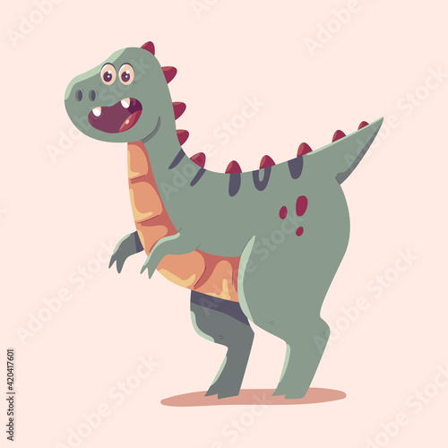 Cute velociraptor vector cartoon dinosaur illustration isolated on background.