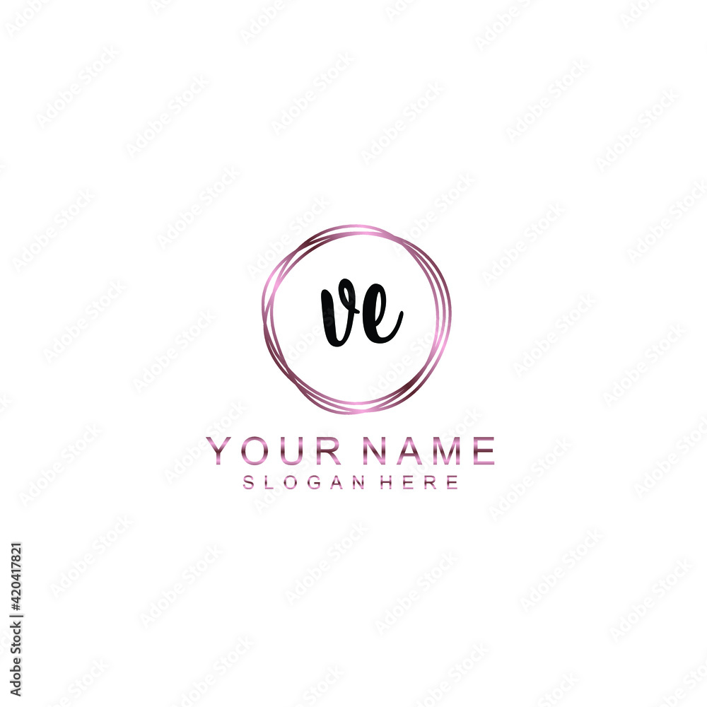 VE beautiful Initial handwriting logo template VE beautiful Initial handwriting logo template