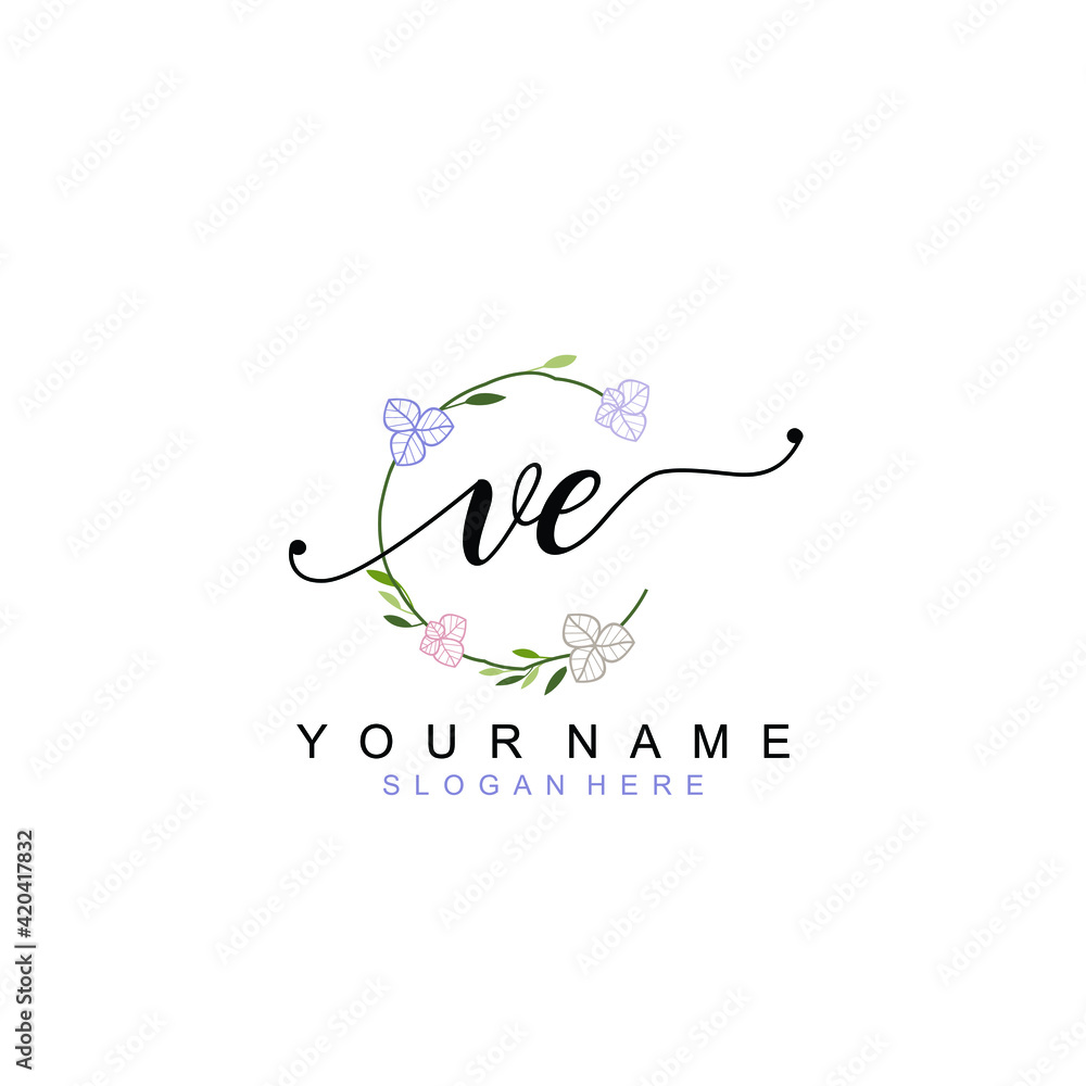 VE beautiful Initial handwriting logo template VE beautiful Initial handwriting logo template