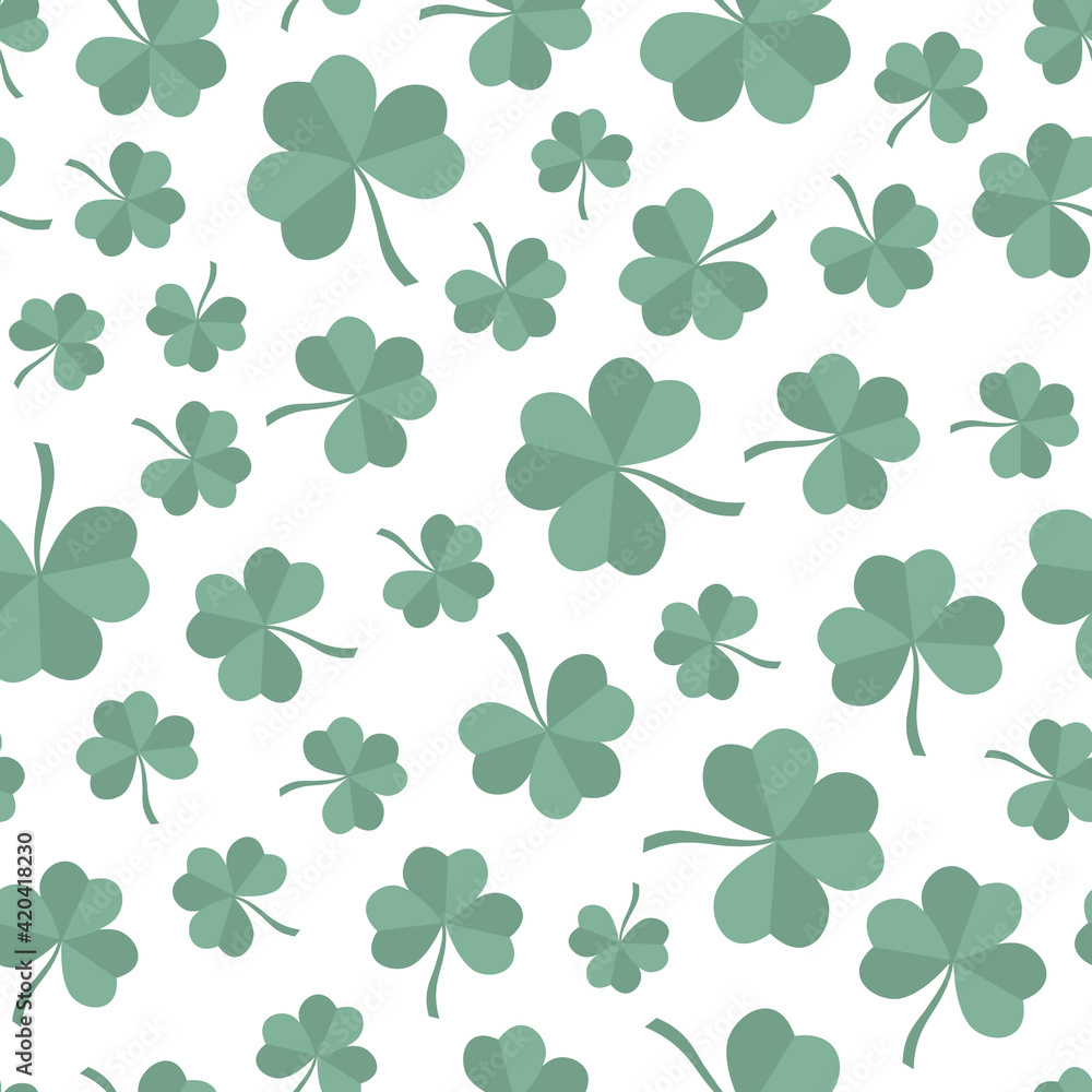 Vector seamless pattern with leaves of a lucky clover, symbols of St. Patrick's Day. Wrapping paper, textile design, background. Vector seamless pattern with leaves of a lucky clover, symbols of St. Patrick's Day. Wrapping paper, textile design, background.