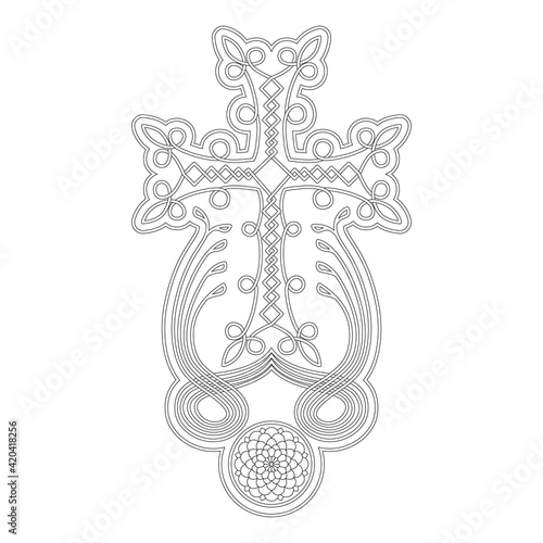 vector icon with ancient Armenian symbol Khachkar. Armenian cross stone for your project