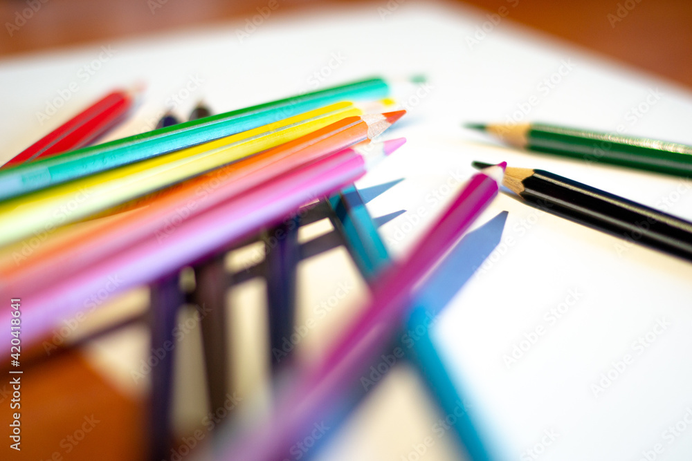 Colour pencils isolated on white background close up Colour pencils isolated on white background close up