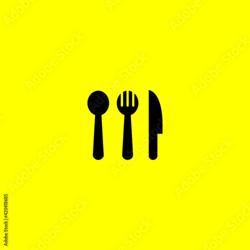 spoon, fork and knife simple icon 
