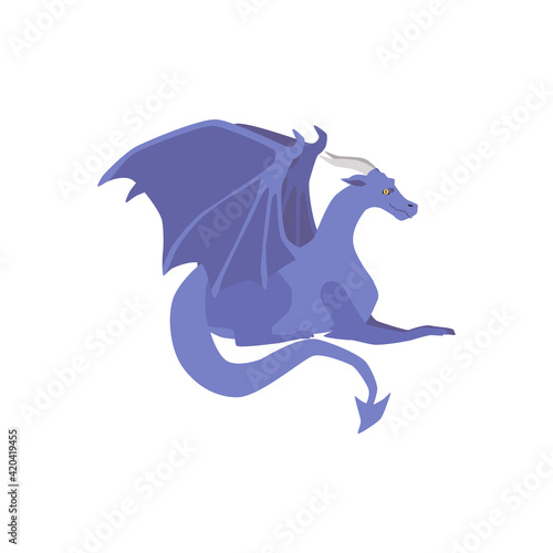 Medieval dragon from a fairytale kingdom, legend or myth a vector illustration