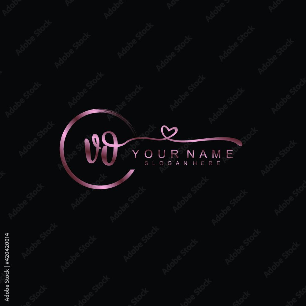 VO beautiful Initial handwriting logo template VO beautiful Initial handwriting logo template