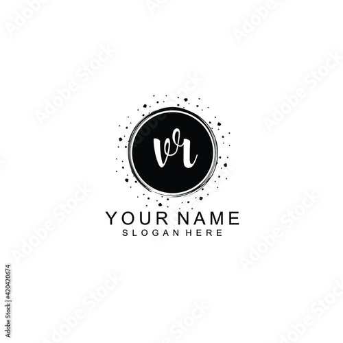 VR beautiful Initial handwriting logo template