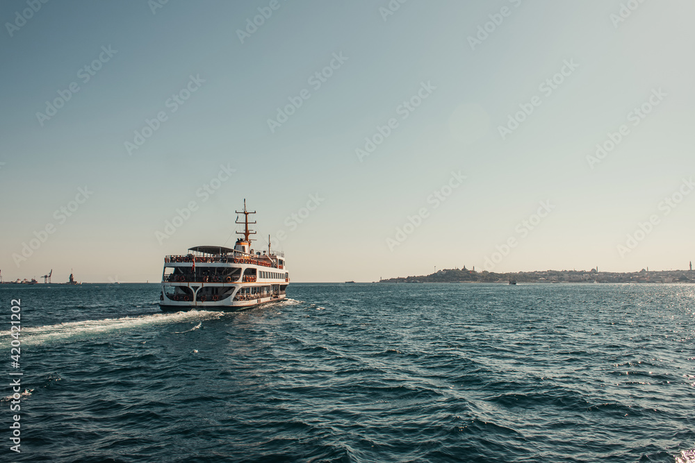 floating touristic ship in Bosphorus strait