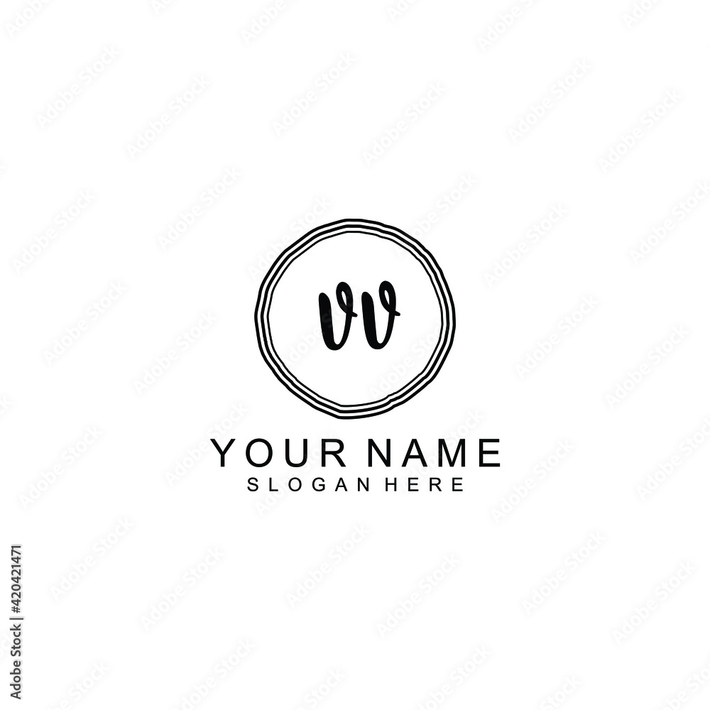 VV beautiful Initial handwriting logo template