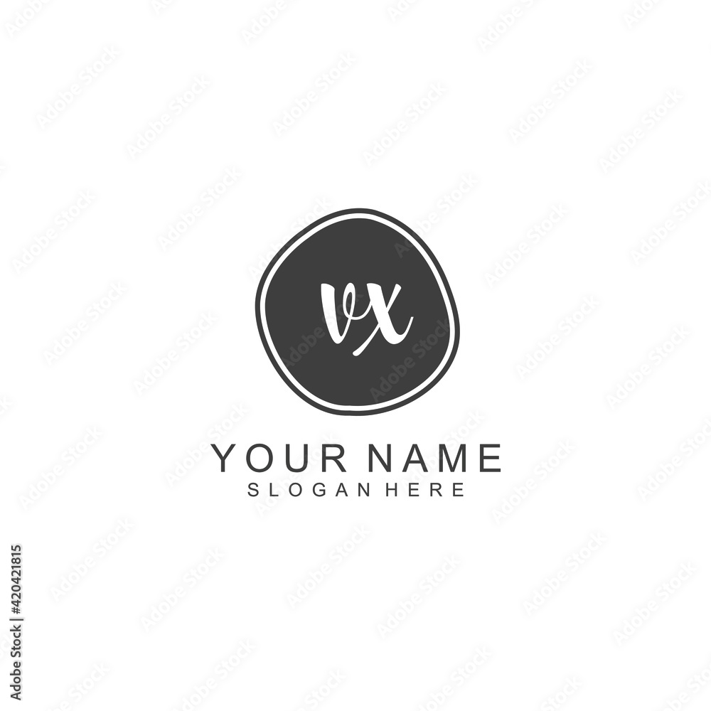 VX beautiful Initial handwriting logo template