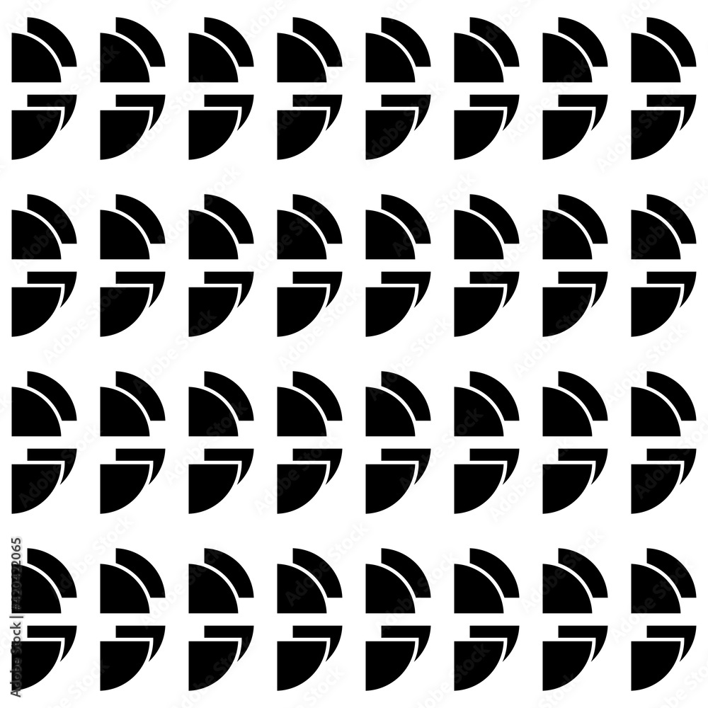 Quarters Pattern. Black Abstract Seamless Pattern.