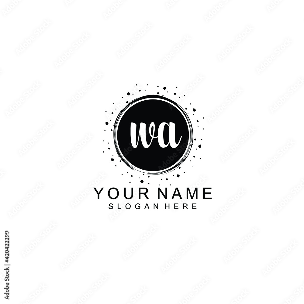 WA beautiful Initial handwriting logo template