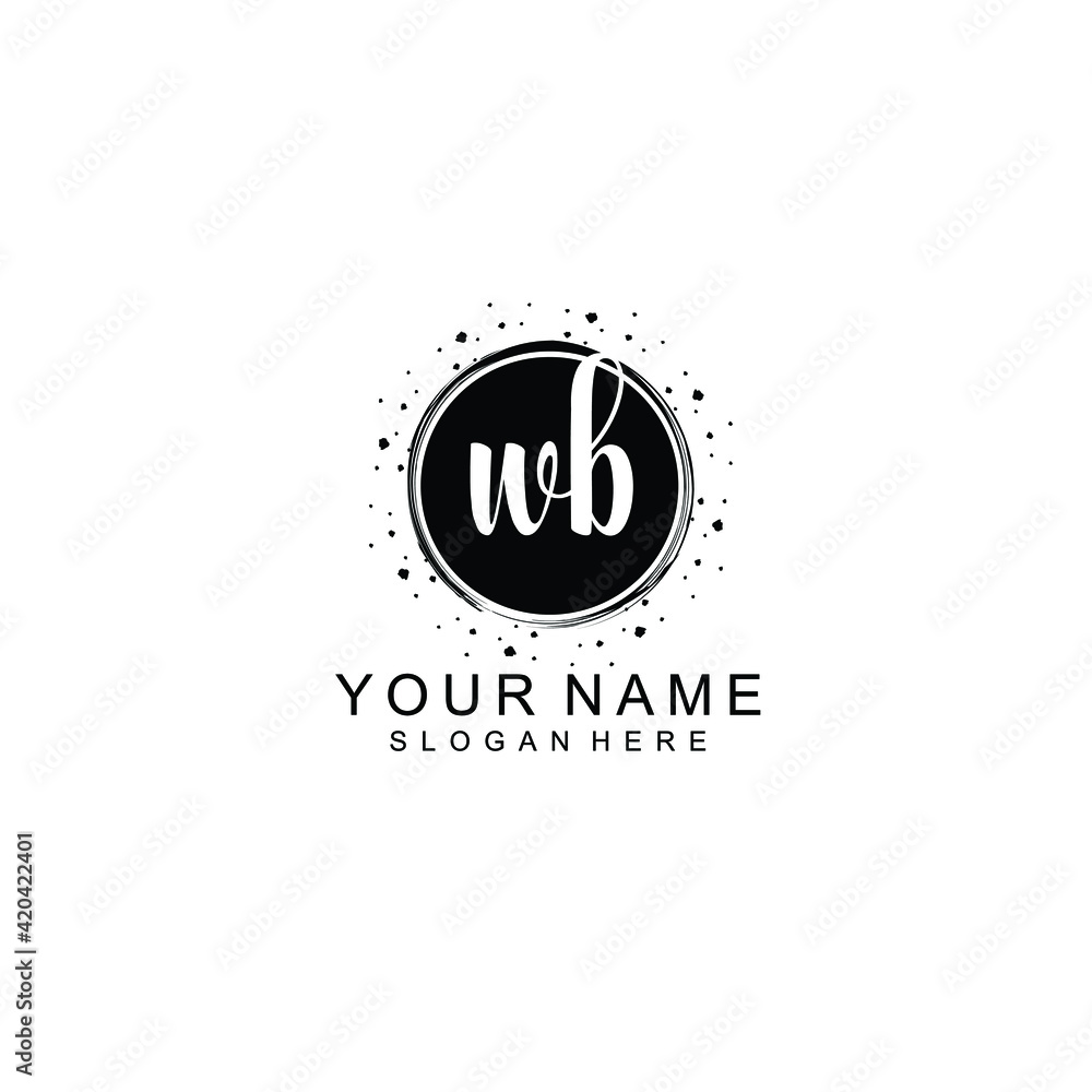 WB beautiful Initial handwriting logo template WB beautiful Initial handwriting logo template