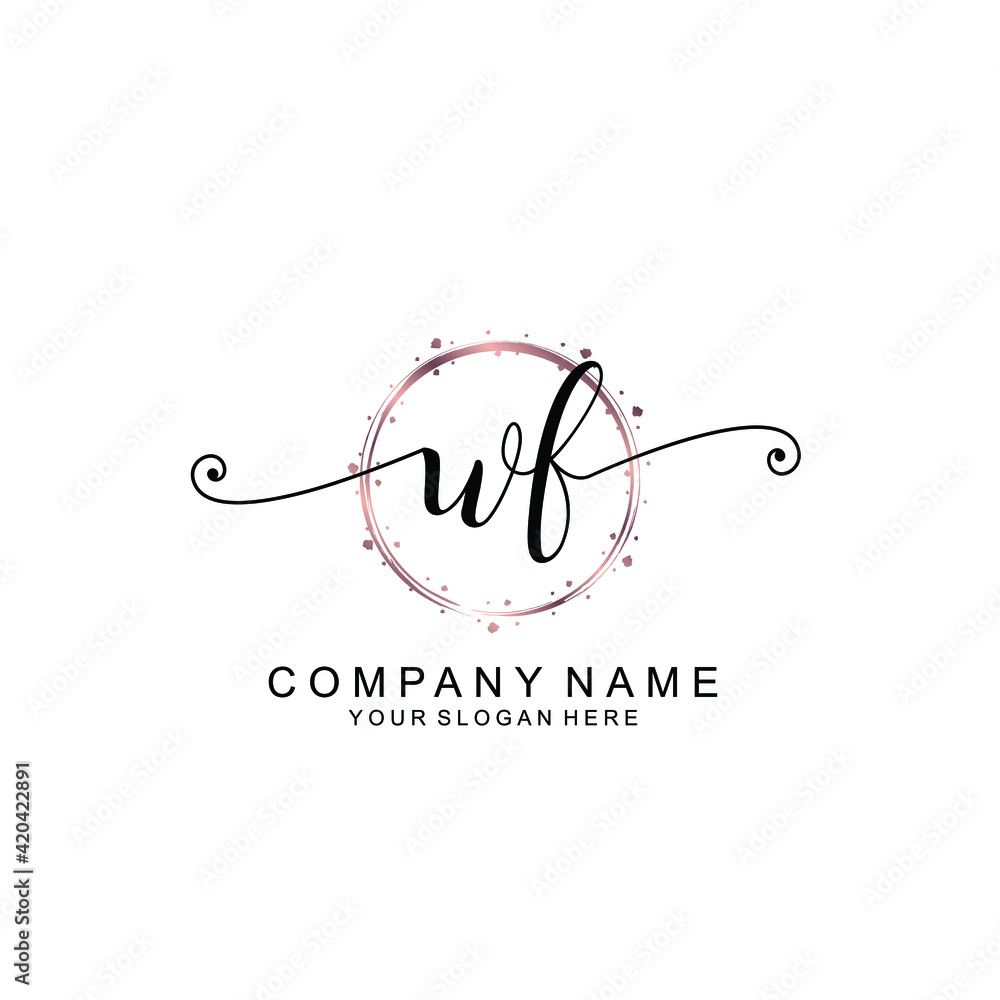 WF beautiful Initial handwriting logo template WF beautiful Initial handwriting logo template