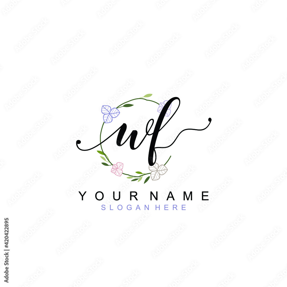 WF beautiful Initial handwriting logo template WF beautiful Initial handwriting logo template