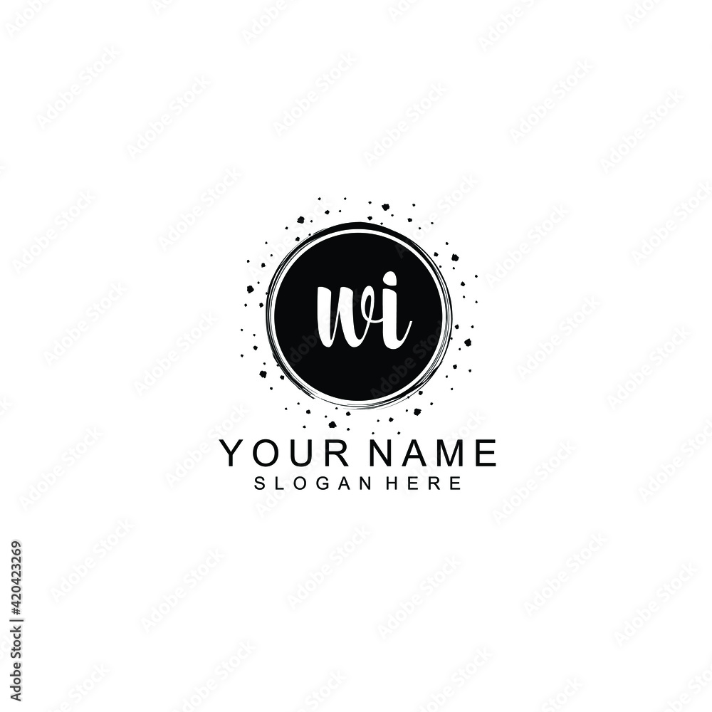 WI beautiful Initial handwriting logo template