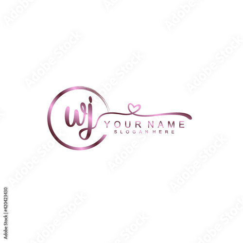 WJ beautiful Initial handwriting logo template