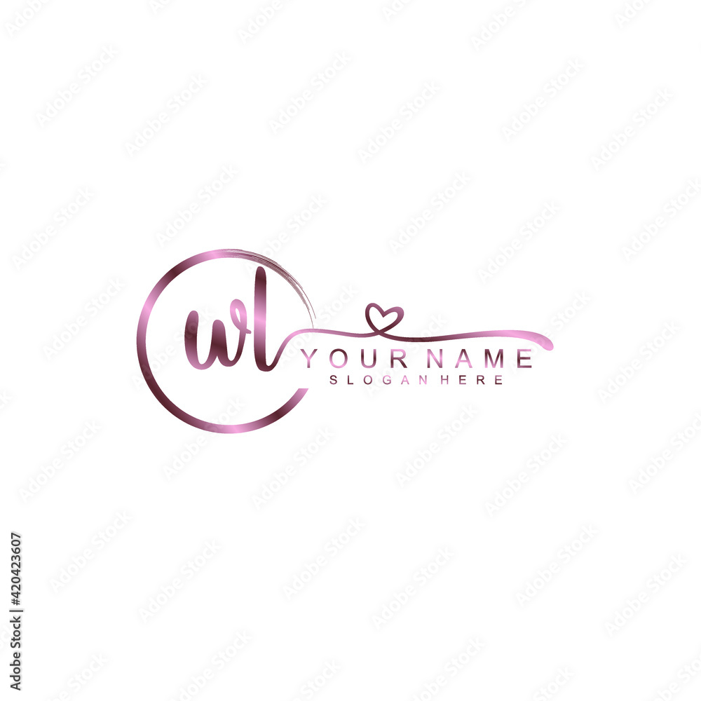 WL beautiful Initial handwriting logo template