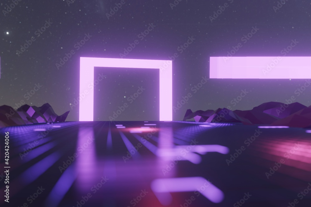 3d render, glowing lines, tunnel, neon lights, virtual reality, abstract background, square portal, arch, pink blue spectrum vibrant colors, laser show 3d render, glowing lines, tunnel, neon lights, virtual reality, abstract background, square portal, arch, pink blue spectrum vibrant colors, laser show