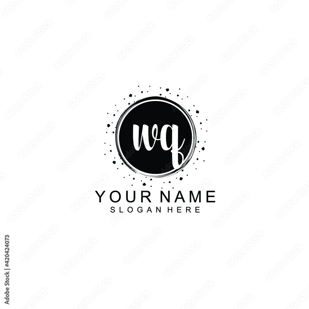 WQ beautiful Initial handwriting logo template