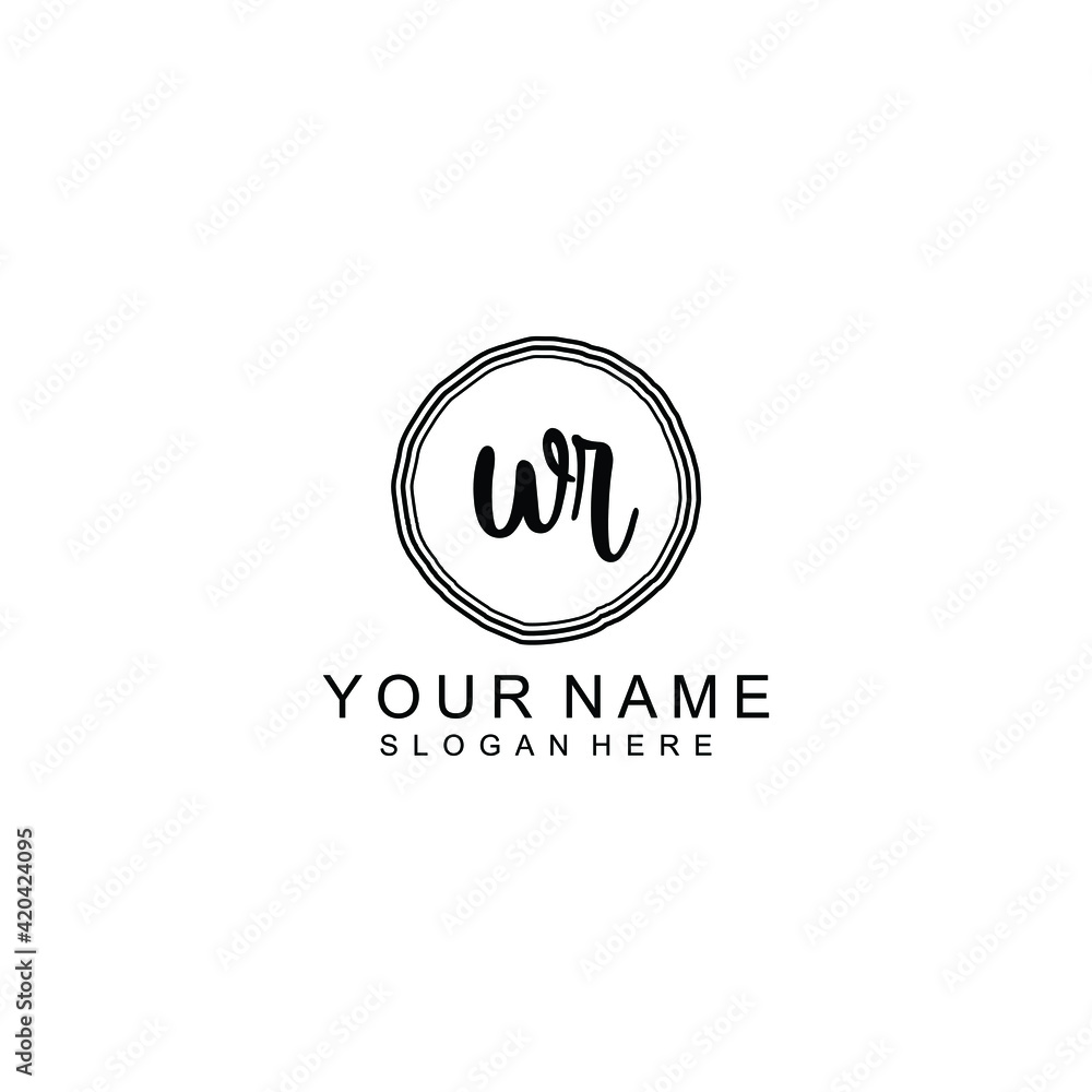 WR beautiful Initial handwriting logo template WR beautiful Initial handwriting logo template