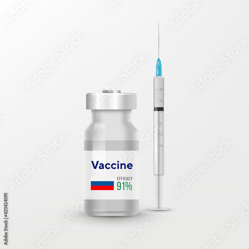 Covid-19 Coronavirus concept. vaccine vial and syringe. quarantine from Wuhan novel coronavirus. pandemic covid-19 outbreak. isolated icon. flat vector illustration
