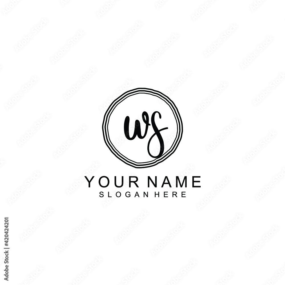 WS beautiful Initial handwriting logo template