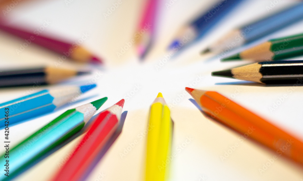 Colour pencils isolated on white background close up Colour pencils isolated on white background close up