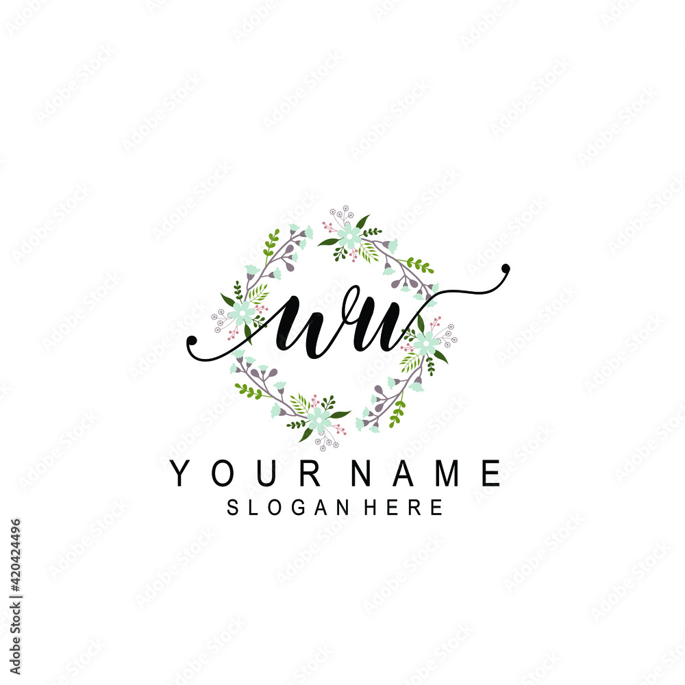 WU beautiful Initial handwriting logo template WU beautiful Initial handwriting logo template