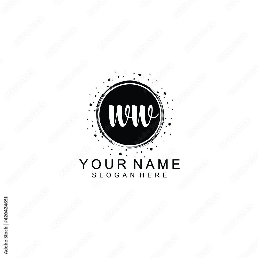 WW beautiful Initial handwriting logo template WW beautiful Initial handwriting logo template