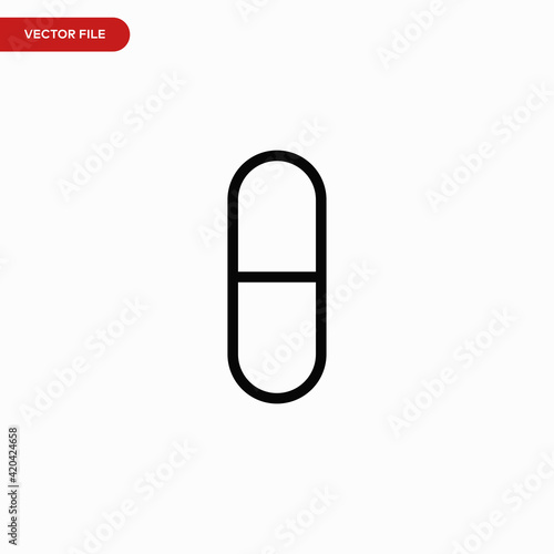 Capsule icon vector. Simple pill sign