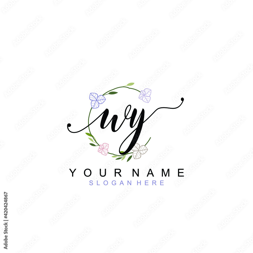WY beautiful Initial handwriting logo template WY beautiful Initial handwriting logo template