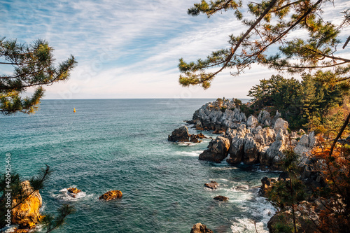 Panorama view of Chuam beach and rocks in Donghae, Korea