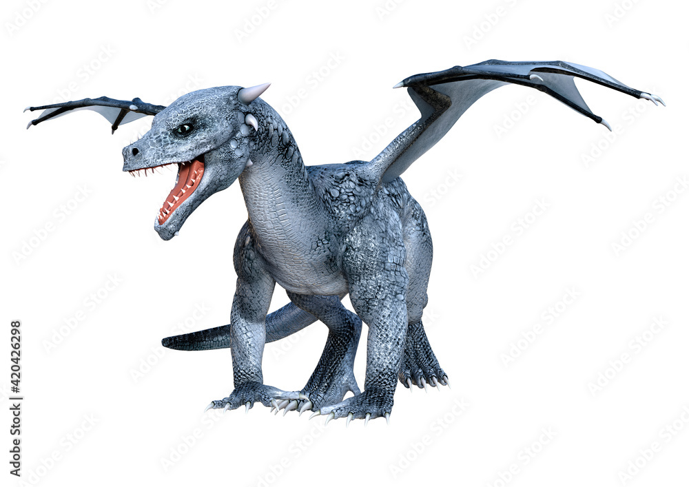Fototapeta premium 3D Rendering Fairy Tale Dragon on White