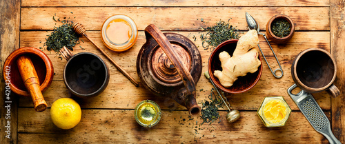 Healing tea with ginger photo