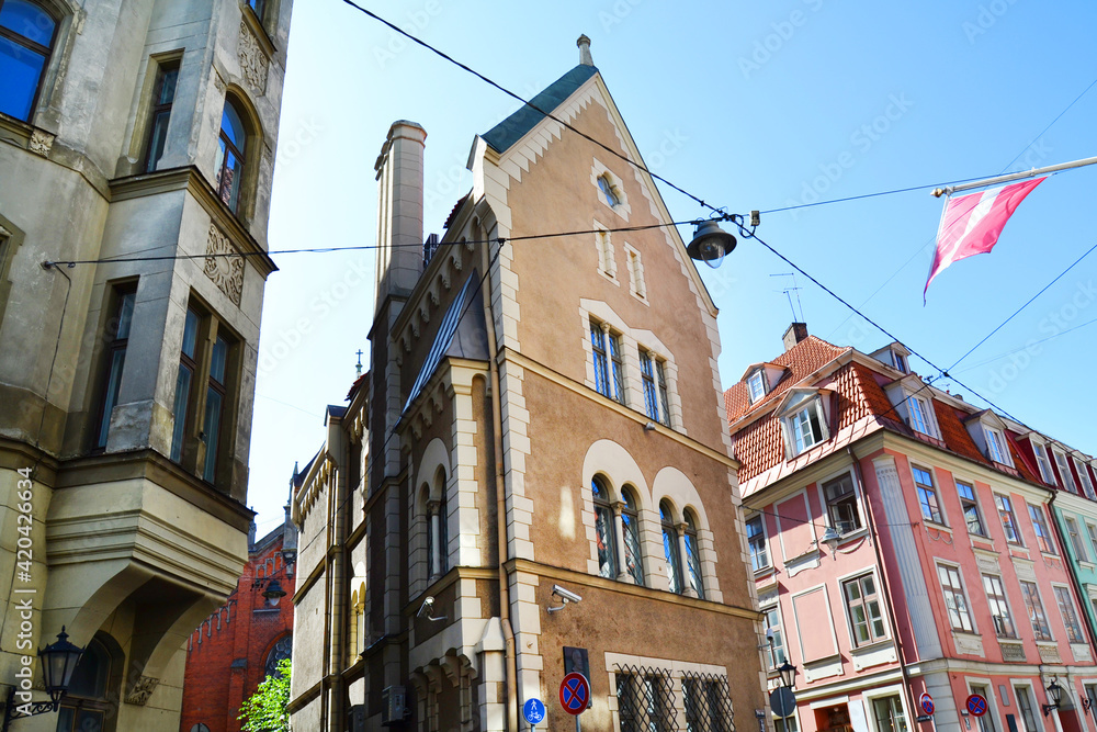 Historical buildings in the Old Town of Riga, Latvia, Baltic States