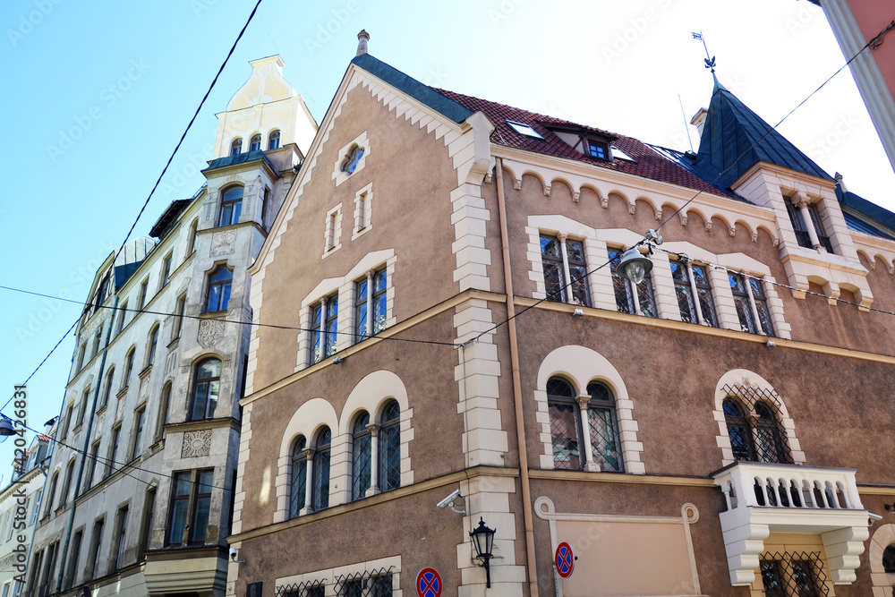 Obraz premium Historical buildings in the Old Town of Riga, Latvia, Baltic States
