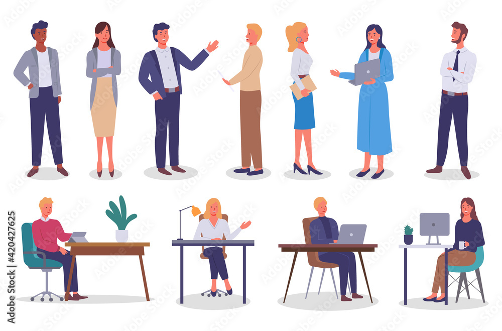 Set of different links office staff. Bosses, subordinates, men and women. Office equipment Set of different links office staff. Bosses, subordinates, men and women. Office equipment