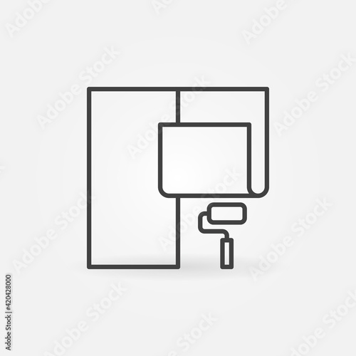 Paint Roller and Wallpaper outline vector concept icon