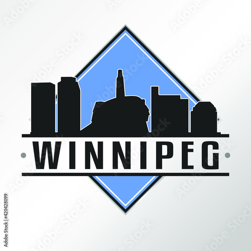 Winnipeg Canada Skyline Logo. Adventure Landscape Design. Vector Illustration Cut File.