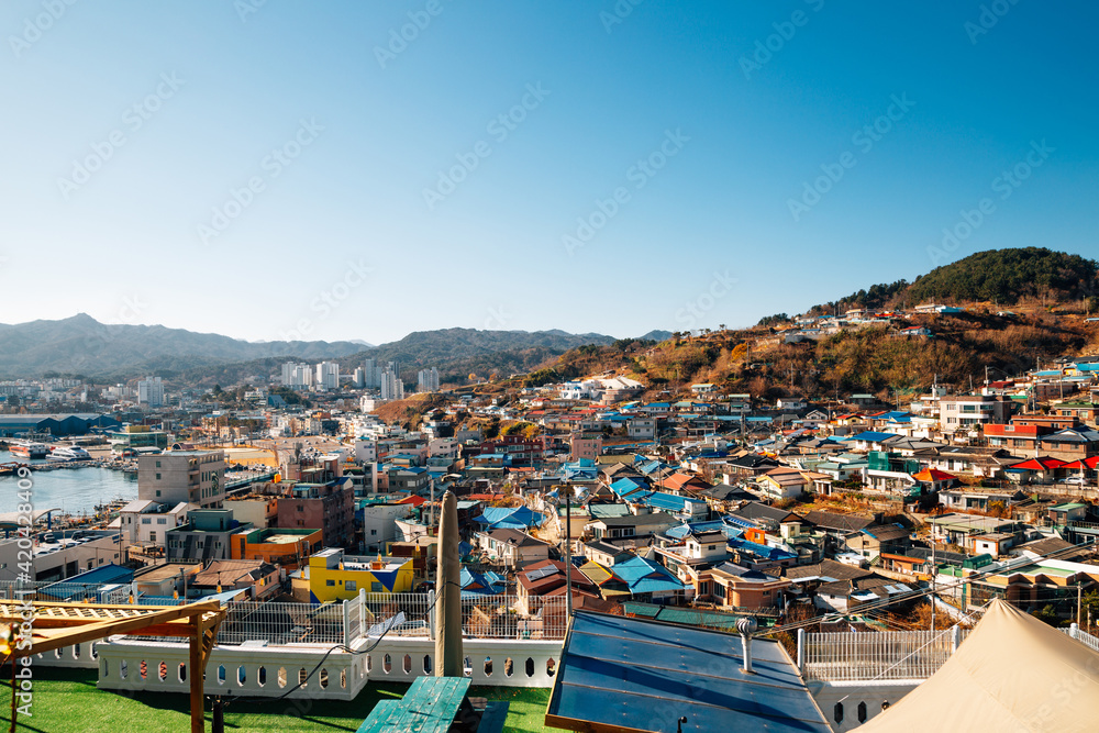 Panorama view of Mukho Nongoldam-gil village in Donghae, Korea