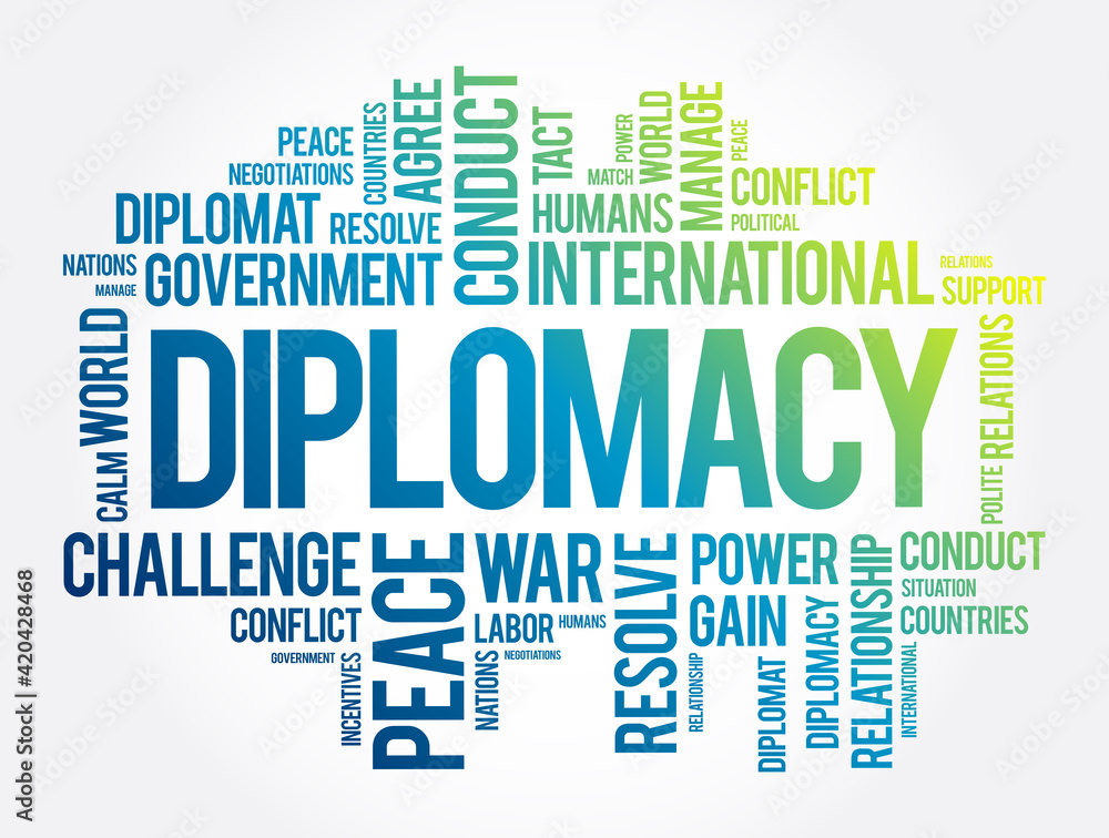 Fototapeta premium Diplomacy word cloud collage, political business concept background